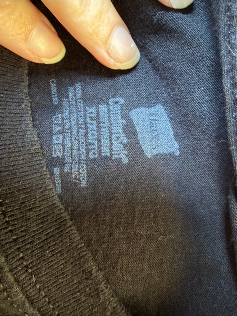 Hanes Black T‑Shirt with Subtle Light Blue Tag Print - Picture 4 of 4